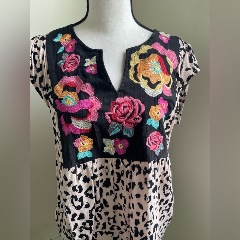 Savanna Jane leopard embroidered bohemian top